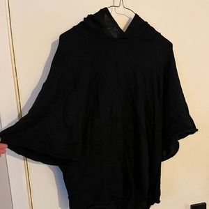 Black sweater poncho with hood